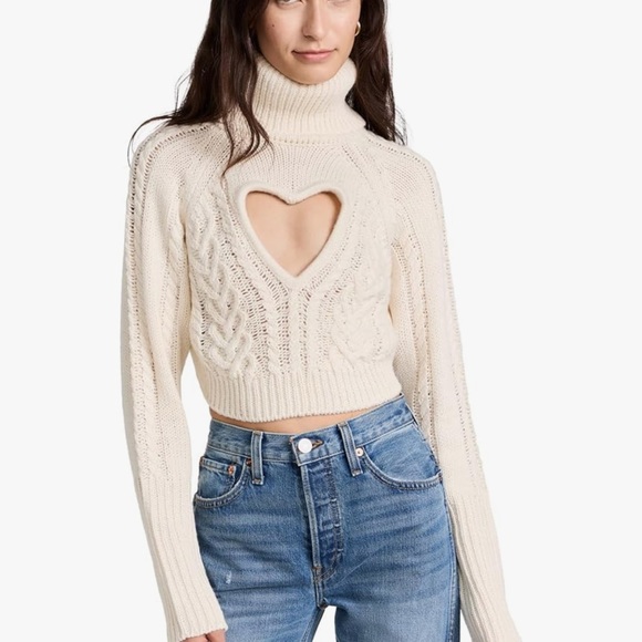 New💕For Love &Lemons Vera Cropped cutout sweater 💕 - Picture 3 of 11